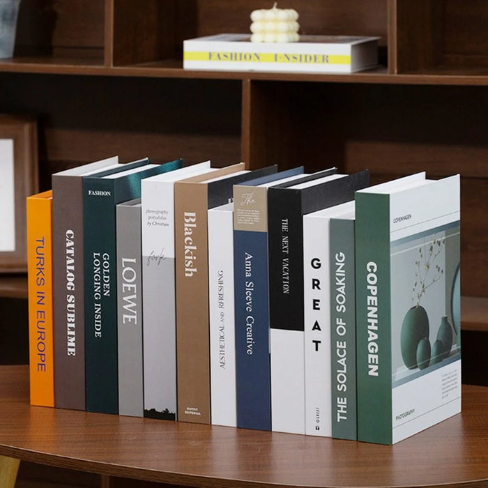 12Pcs Style C Decorative Fake Books Modern Minimalist Faux Book Props Home Decor Ornaments for Bookshelf - 4