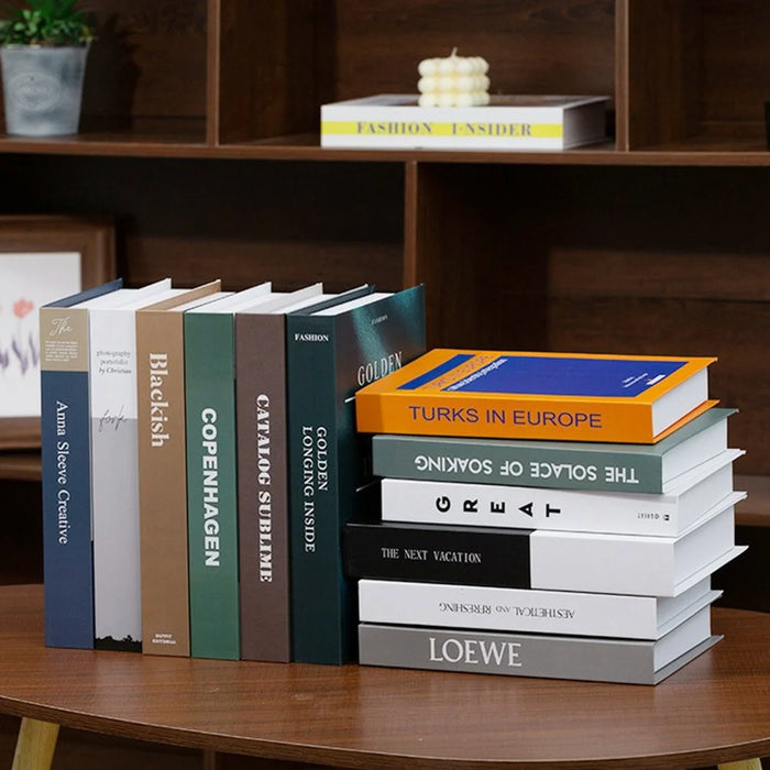 12Pcs Style C Decorative Fake Books Modern Minimalist Faux Book Props Home Decor Ornaments for Bookshelf - 6