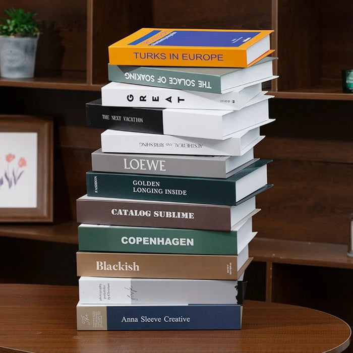 12Pcs Style C Decorative Fake Books Modern Minimalist Faux Book Props Home Decor Ornaments for Bookshelf - 7