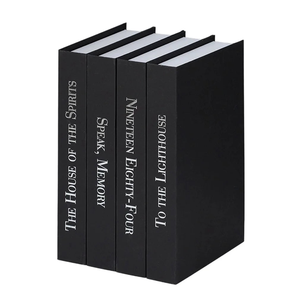 4Pcs Decorative Fake Books Modern Minimalist Faux Book Props Home Decor Ornaments Model Books - Black - 1