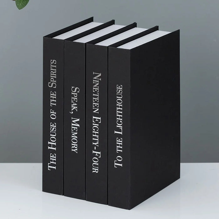 4Pcs Decorative Fake Books Modern Minimalist Faux Book Props Home Decor Ornaments Model Books - Black - 2