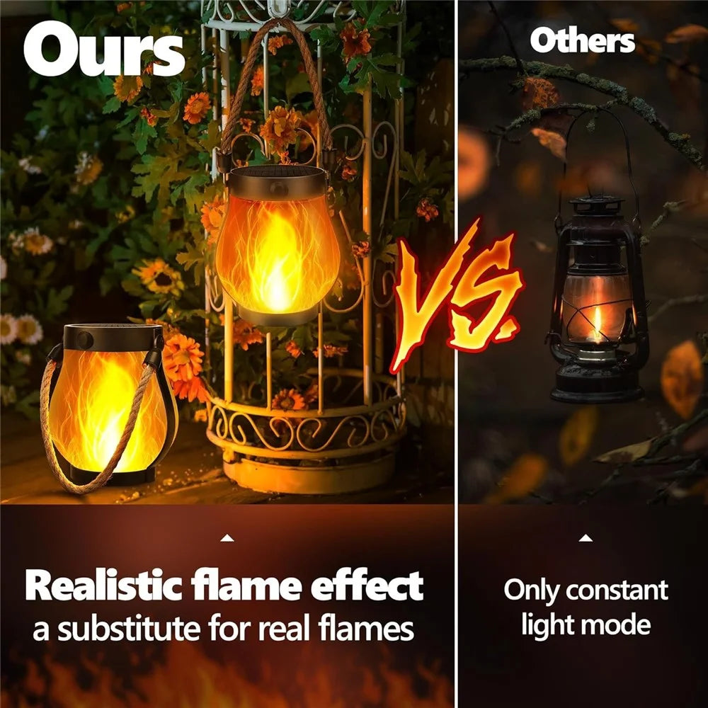 Solar Powered Flame Light Rope Hanging Outdoor Camping Lantern Garden Decor Lamp - 4