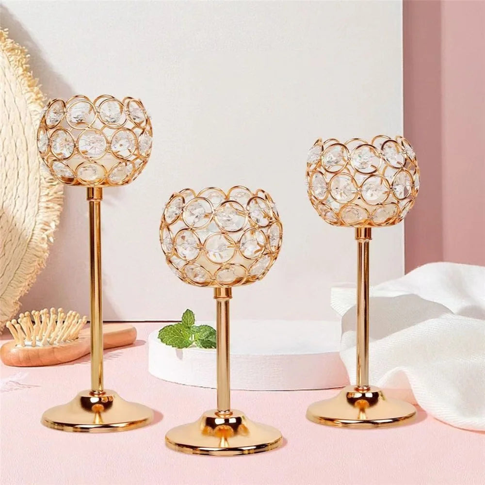 Small Size European Mini Crystal Candlestick Creative Metal Ornament Table Decoration for Candlelight Dinner - 3