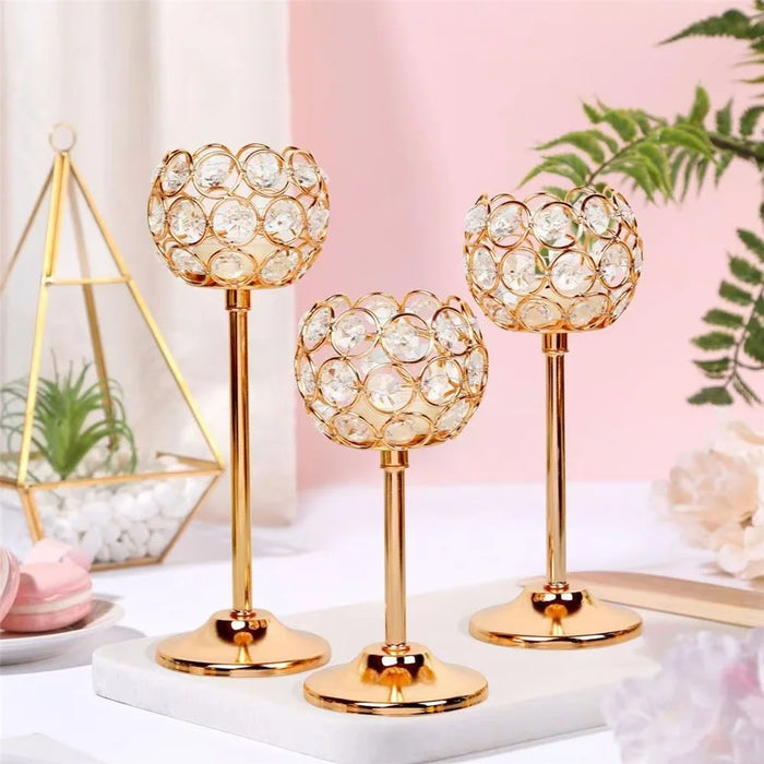 Large Size European Mini Crystal Candlestick Creative Metal Ornament Table Decoration for Candlelight Dinner - 2