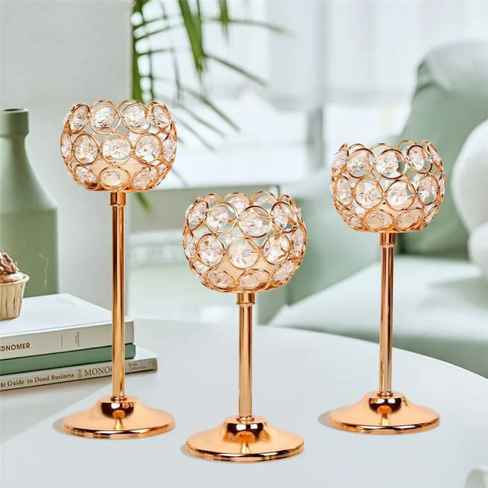 Large Size European Mini Crystal Candlestick Creative Metal Ornament Table Decoration for Candlelight Dinner - 4