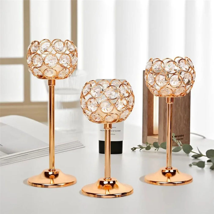 Large Size European Mini Crystal Candlestick Creative Metal Ornament Table Decoration for Candlelight Dinner - 5
