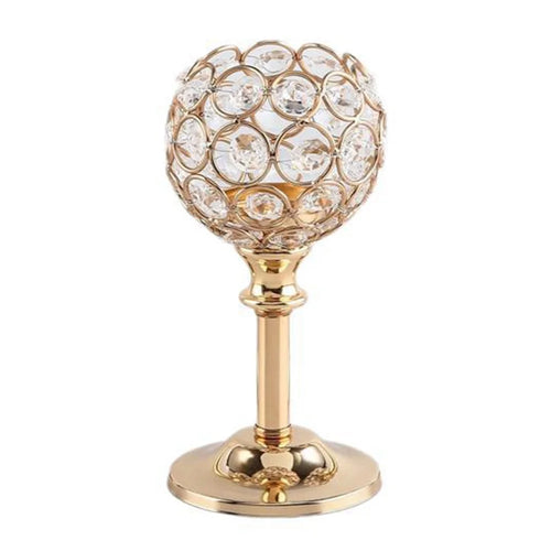 Small Size European Mini Crystal Candlestick Electroplated Candle Holder Table Decoration for Candlelight Dinner - Gold - 1