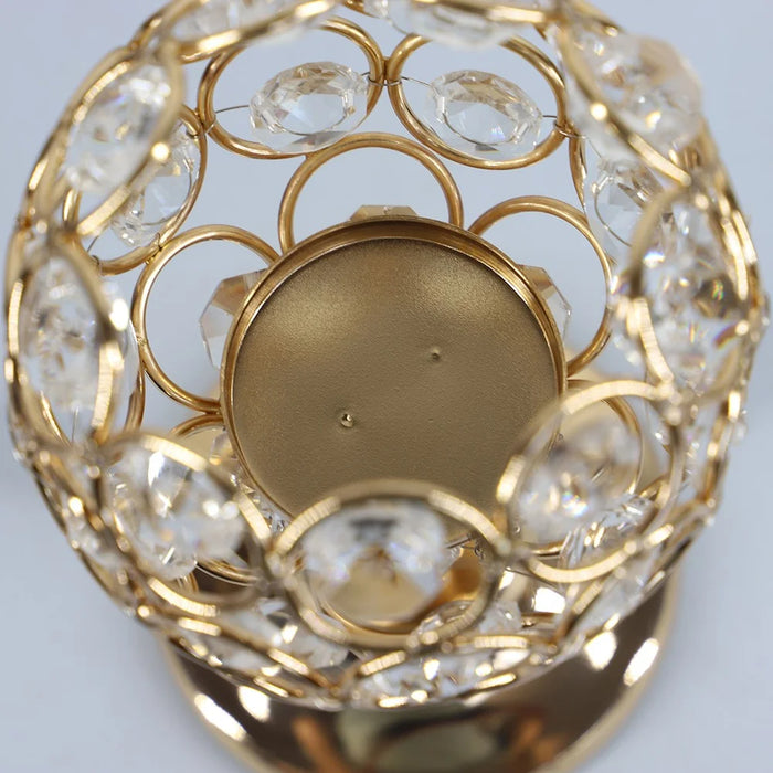 Small Size European Mini Crystal Candlestick Electroplated Candle Holder Table Decoration for Candlelight Dinner - Gold - 7