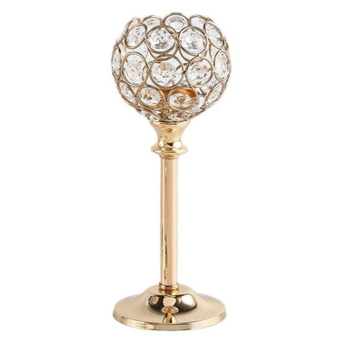 Medium Size European Mini Crystal Candlestick Electroplated Candle Holder Table Decoration for Candlelight Dinner - Gold - 1