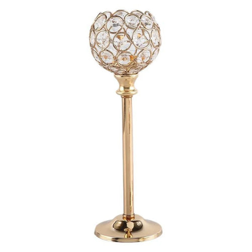 Crystal Candle Holder Decorative Centerpiece For Hotel Home Dining Table Elegant Ambiance Large Size - Gold - 1