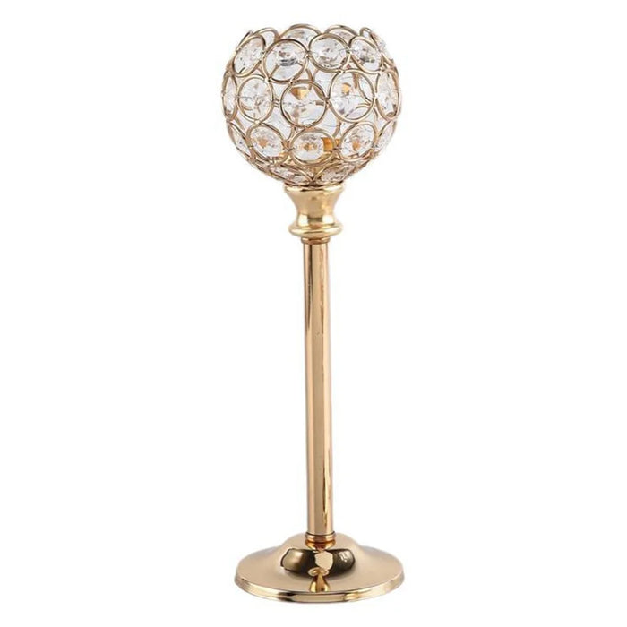 Crystal Candle Holder Decorative Centerpiece For Hotel Home Dining Table Elegant Ambiance Large Size - Gold - 1