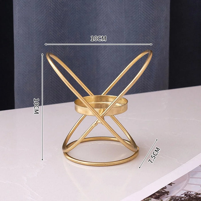 Iron Candle Holder Romantic Candlelight Dinner Prop Decorative Craft Candlestick for Table  /  Living Room  /  Restaurant - Gold - 3