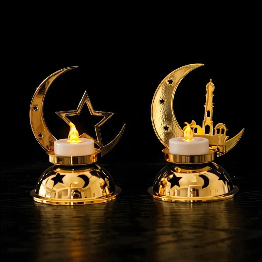 European Style Iron Candle Holder Dining Table Candlestick Creative Electroplated Wedding Decor Ornament - Single Star - 5