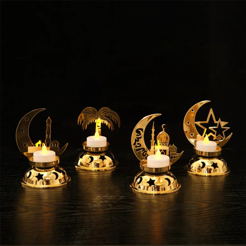 European Style Iron Candle Holder Dining Table Candlestick Creative Electroplated Wedding Decor Ornament - Single Star - 6