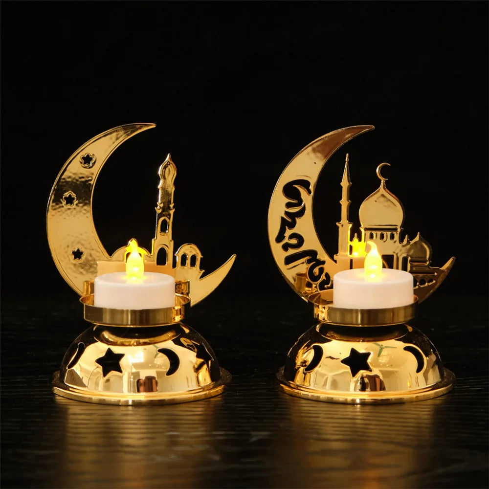 European Style Iron Candle Holder Dining Table Candlestick Creative Electroplated Wedding Decor Ornament - Single Star - 7