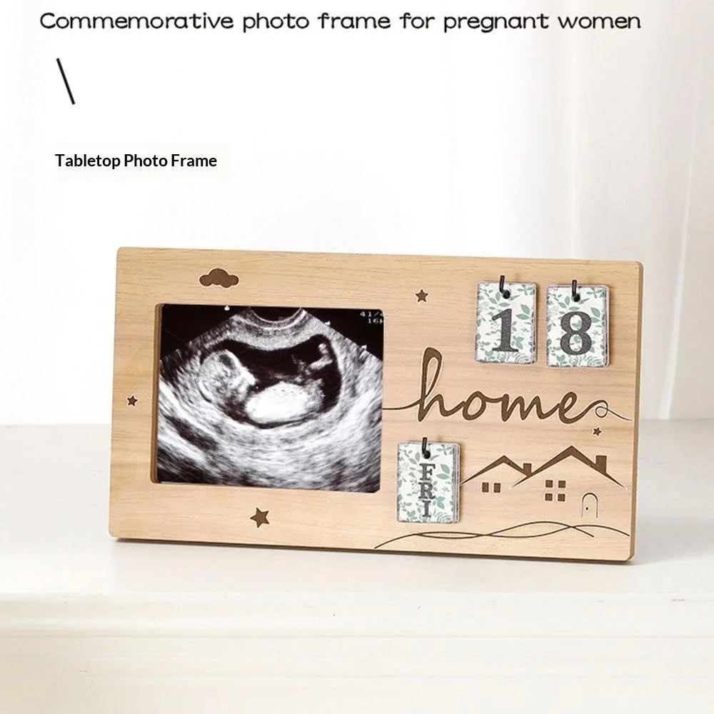 Ultrasound Photo Frame For Baby Milestone Countdown Wooden Picture Display Newborn Birth Keepsake Desk Decor - HOME house - 3