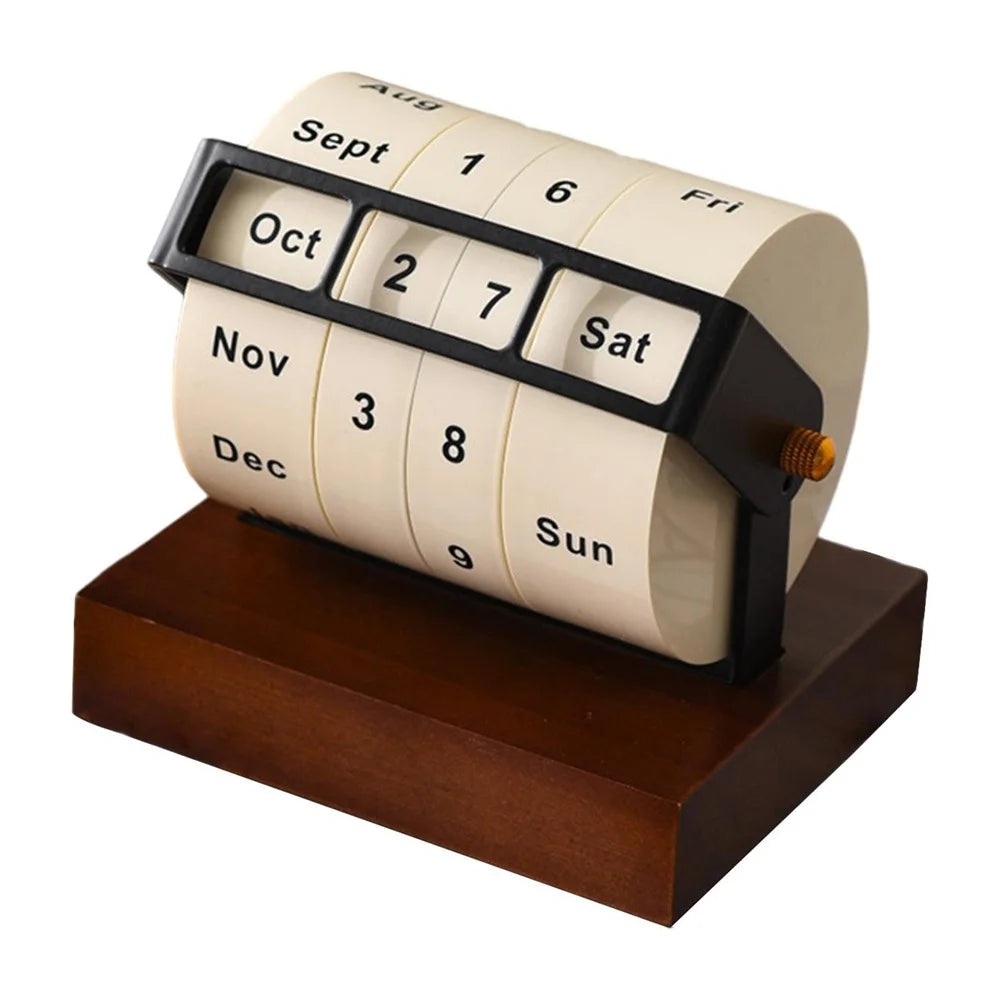 Large Rotating Perpetual Calendar Desktop Stand Countdown Timer Office Planner Table Decor - 1