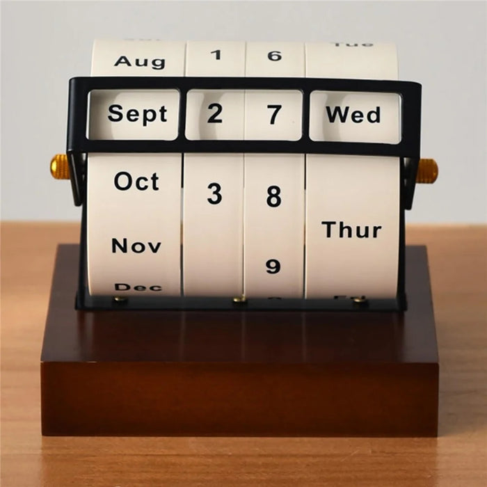 Large Rotating Perpetual Calendar Desktop Stand Countdown Timer Office Planner Table Decor - 4