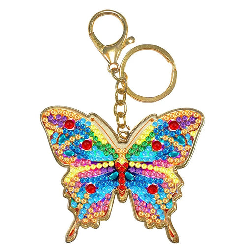 Butterfly Keychain DIY Rhinestone Painting Kit Colorful Handmade Backpack Charm Metal Key Ring Pendant - JHD05 - 1