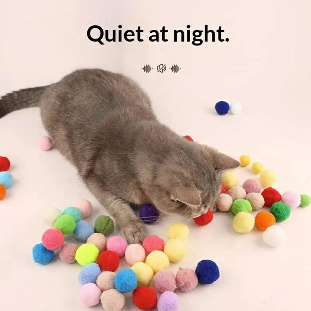 Cat Interactive Plush Ball Launcher Gun with 20 Colorful Balls Kitten Boredom Relief Toy for Indoor Play - 3