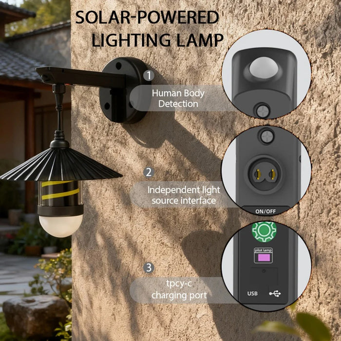 TJ-226 Outdoor Solar Powered Garden Light USB Rechargeable LED Motion Sensor Wall Lamp for Yard Patio - 4
