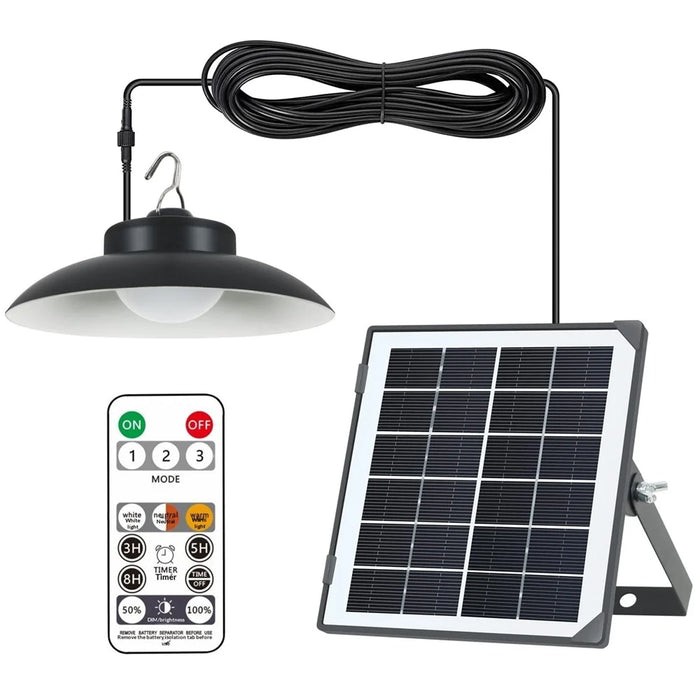 Single Head Solar Powered Pendant Light IP65 Waterproof Motion Sensor Hanging Garage Lamp with Remote Control - 1