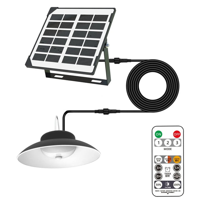 Single Head Solar Powered Pendant Light IP65 Waterproof Motion Sensor Hanging Garage Lamp with Remote Control - 2