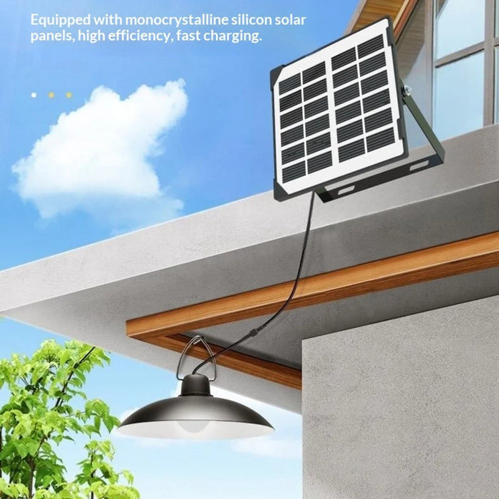 Single Head Solar Powered Pendant Light IP65 Waterproof Motion Sensor Hanging Garage Lamp with Remote Control - 7