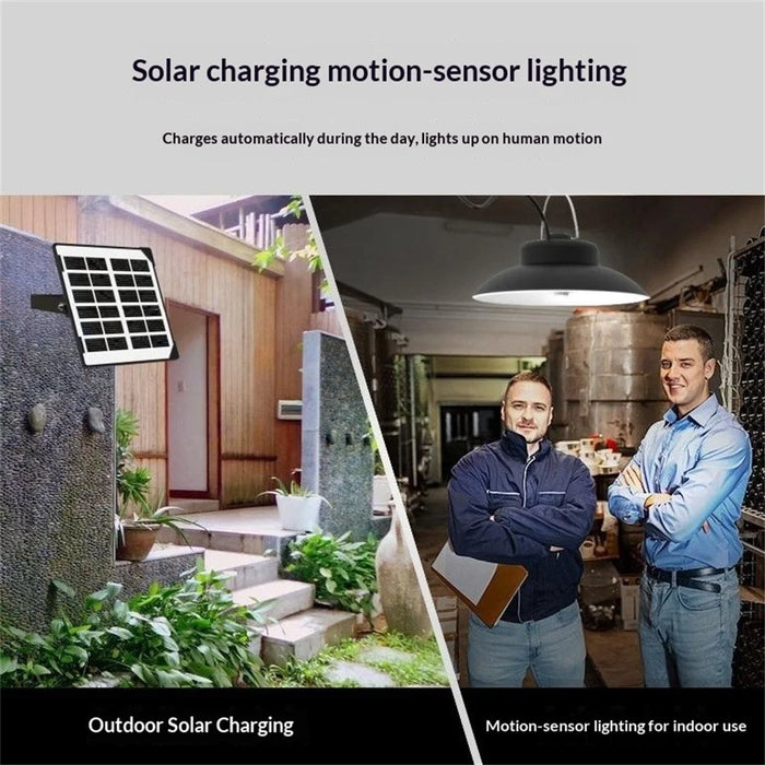 Double Head Solar Powered Pendant Light IP65 Waterproof Motion Sensor Hanging Garage Lamp with Remote Control - 3