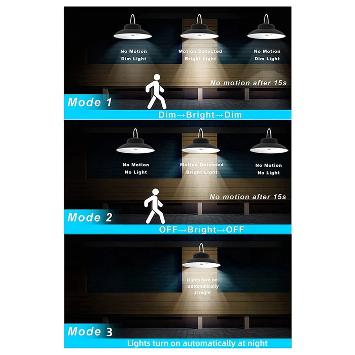 Double Head Solar Powered Pendant Light IP65 Waterproof Motion Sensor Hanging Garage Lamp with Remote Control - 4