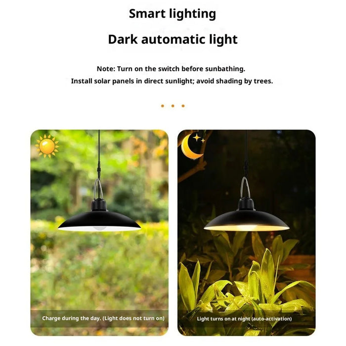 Double Head Solar Powered Pendant Light IP65 Waterproof Motion Sensor Hanging Garage Lamp with Remote Control - 6