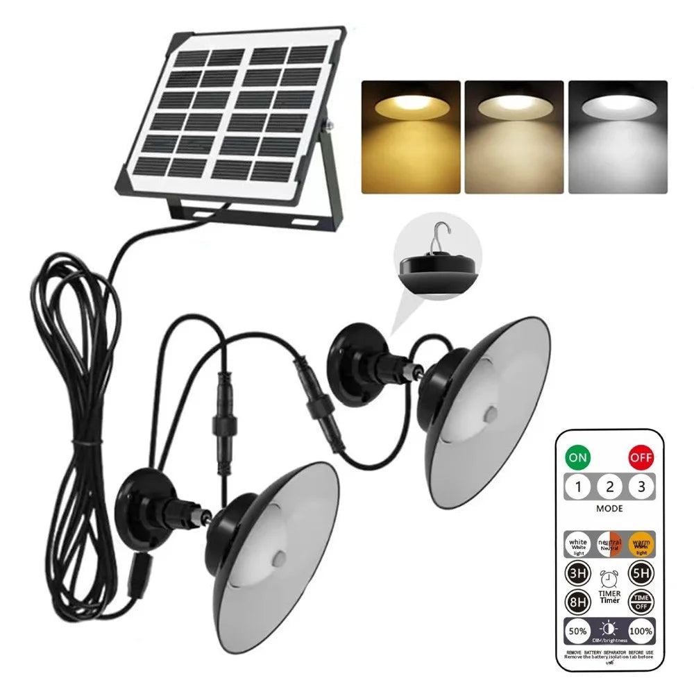Double Head Solar Outdoor Wall Light with Remote Control Motion Sensor Lamp for Garden / Garage / Patio - 1
