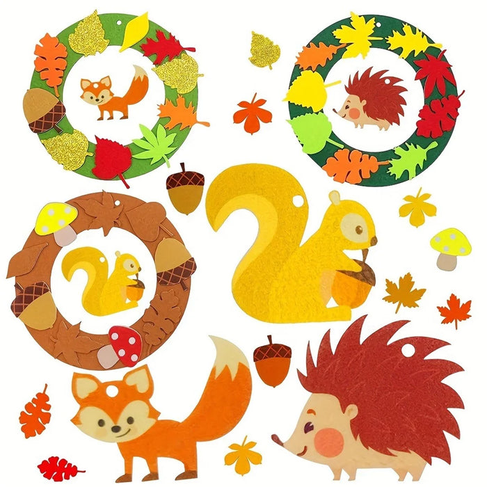 131Pcs Fall Wreath Craft Kit Thanksgiving Art Supplies DIY Felt Set - Multi-color - 2
