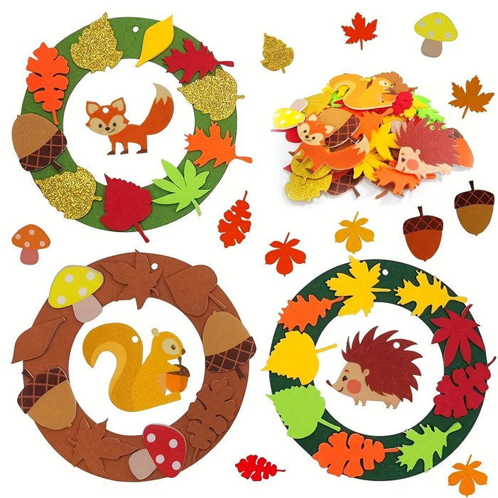 131Pcs Fall Wreath Craft Kit Thanksgiving Art Supplies DIY Felt Set - Multi-color - 3