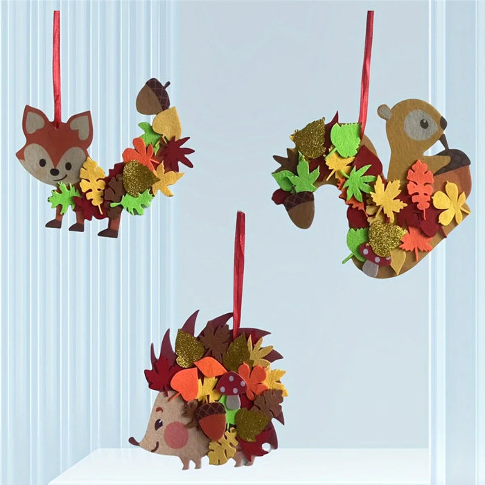 131Pcs Fall Wreath Craft Kit Thanksgiving Art Supplies DIY Felt Set - Multi-color - 4