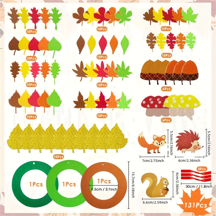 131Pcs Fall Wreath Craft Kit Thanksgiving Art Supplies DIY Felt Set - Multi-color - 5
