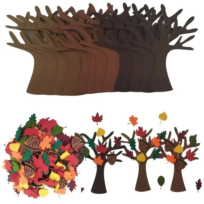 96Pcs DIY Felt Tree Craft Kit Fall Thanksgiving Party Gift Home Decor - Multi-color - 1
