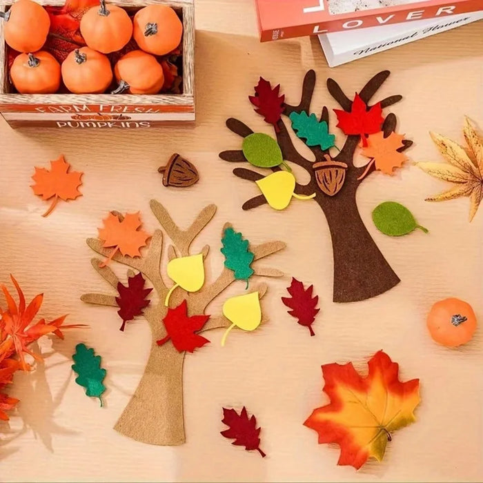 96Pcs DIY Felt Tree Craft Kit Fall Thanksgiving Party Gift Home Decor - Multi-color - 3
