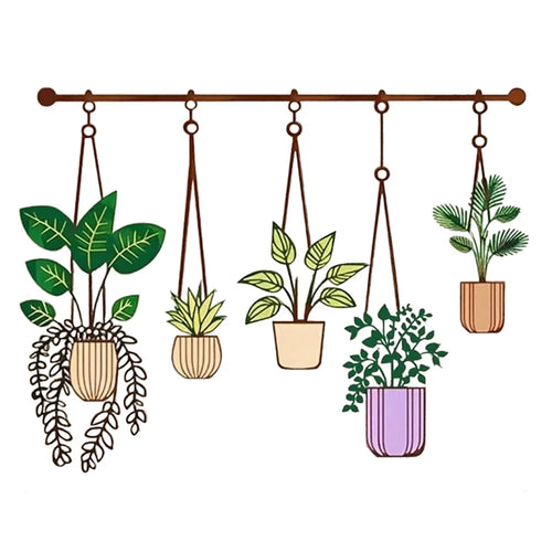 Metal Wall Art Iron Flower Pot Plant Holders Wall Decal for Outdoor Garden Patio - Multi-color - 1