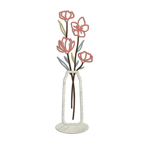 Metal Floral Art Minimalist Vase Flower Decor for Bedroom Living Room - A834-13 - 1