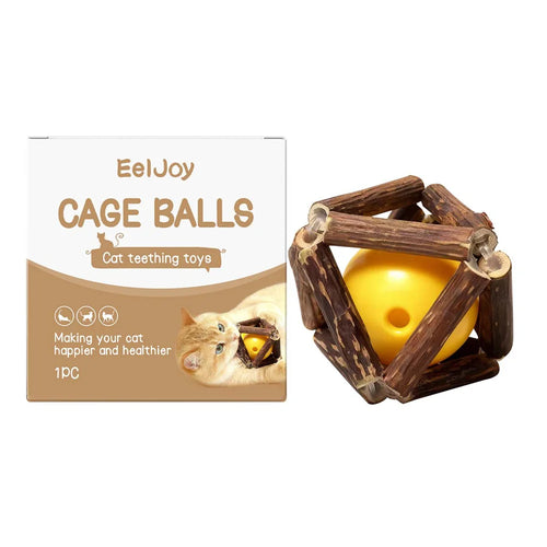 EELJOY Interactive Cage Ball for Cats Self Entertainment Stress Relief Kitten Teething Toy - 1