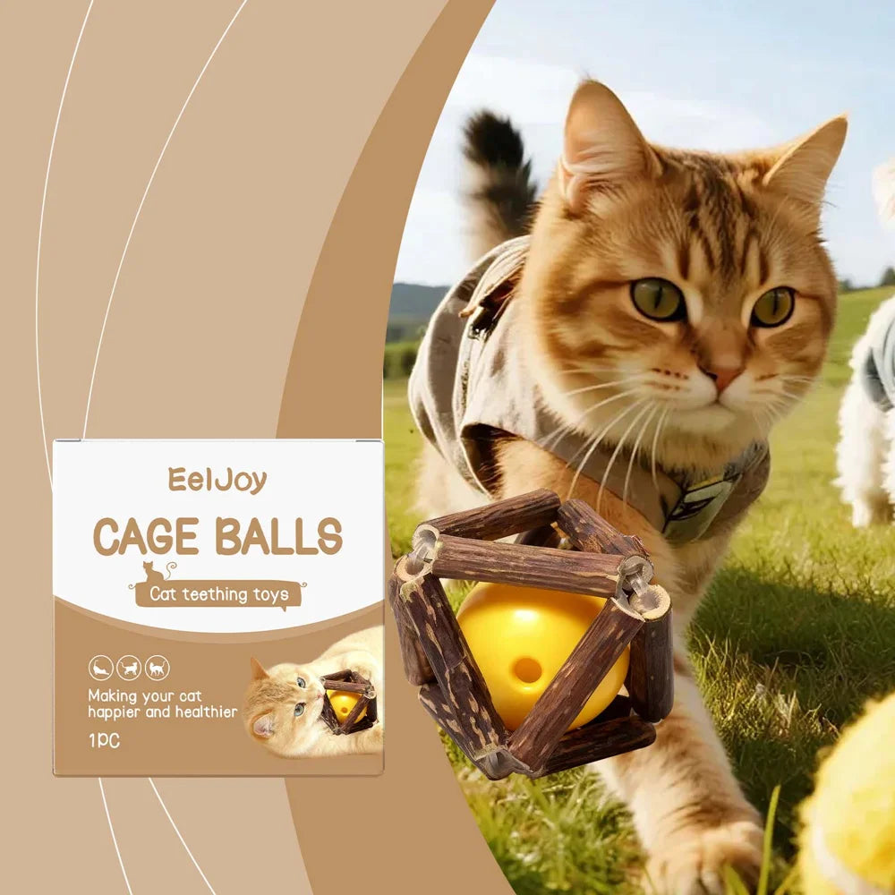 EELJOY Interactive Cage Ball for Cats Self Entertainment Stress Relief Kitten Teething Toy - 2