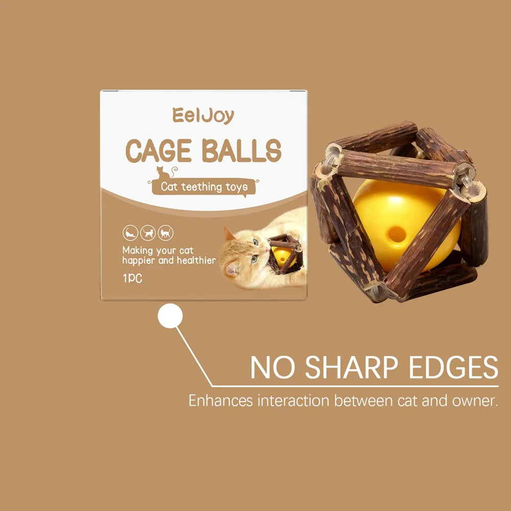 EELJOY Interactive Cage Ball for Cats Self Entertainment Stress Relief Kitten Teething Toy - 5