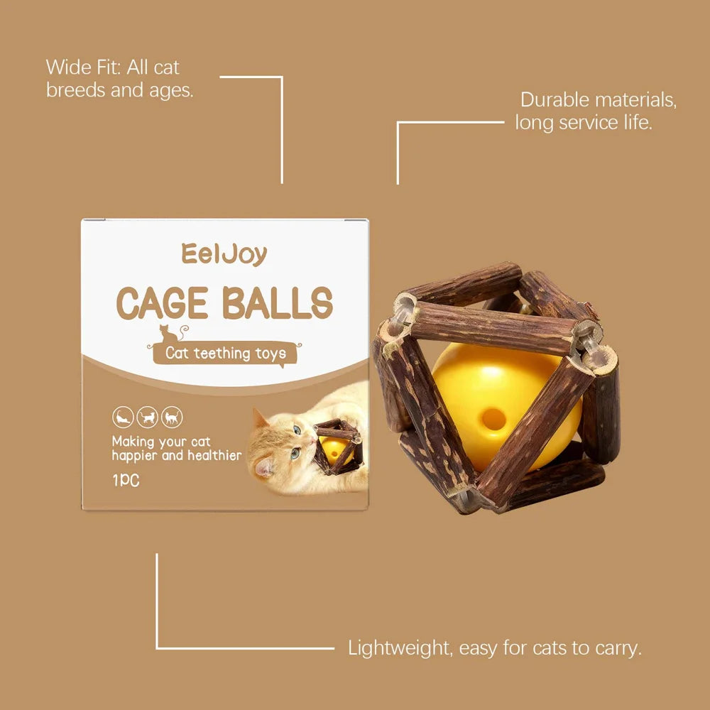EELJOY Interactive Cage Ball for Cats Self Entertainment Stress Relief Kitten Teething Toy - 7