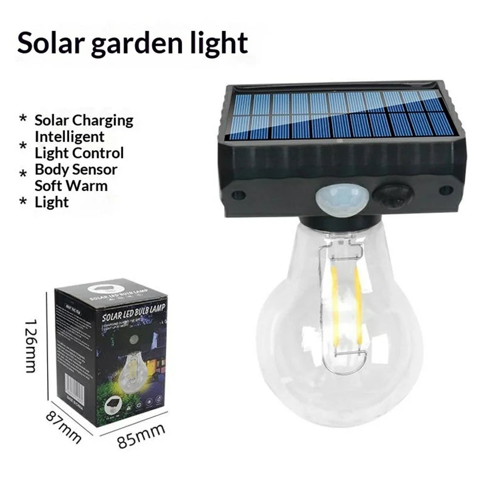 Single Solar Tungsten Filament Bulb Light Outdoor Motion Sensor Wall Light Solar Powered LED Lamp - 2