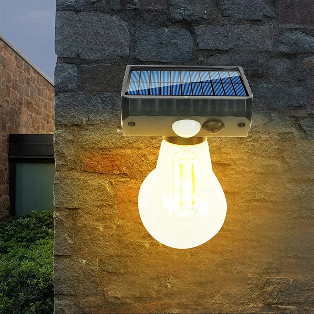 Single Solar Tungsten Filament Bulb Light Outdoor Motion Sensor Wall Light Solar Powered LED Lamp - 3