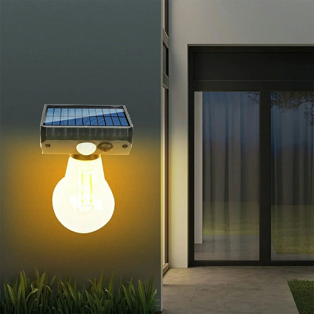 Single Solar Tungsten Filament Bulb Light Outdoor Motion Sensor Wall Light Solar Powered LED Lamp - 4