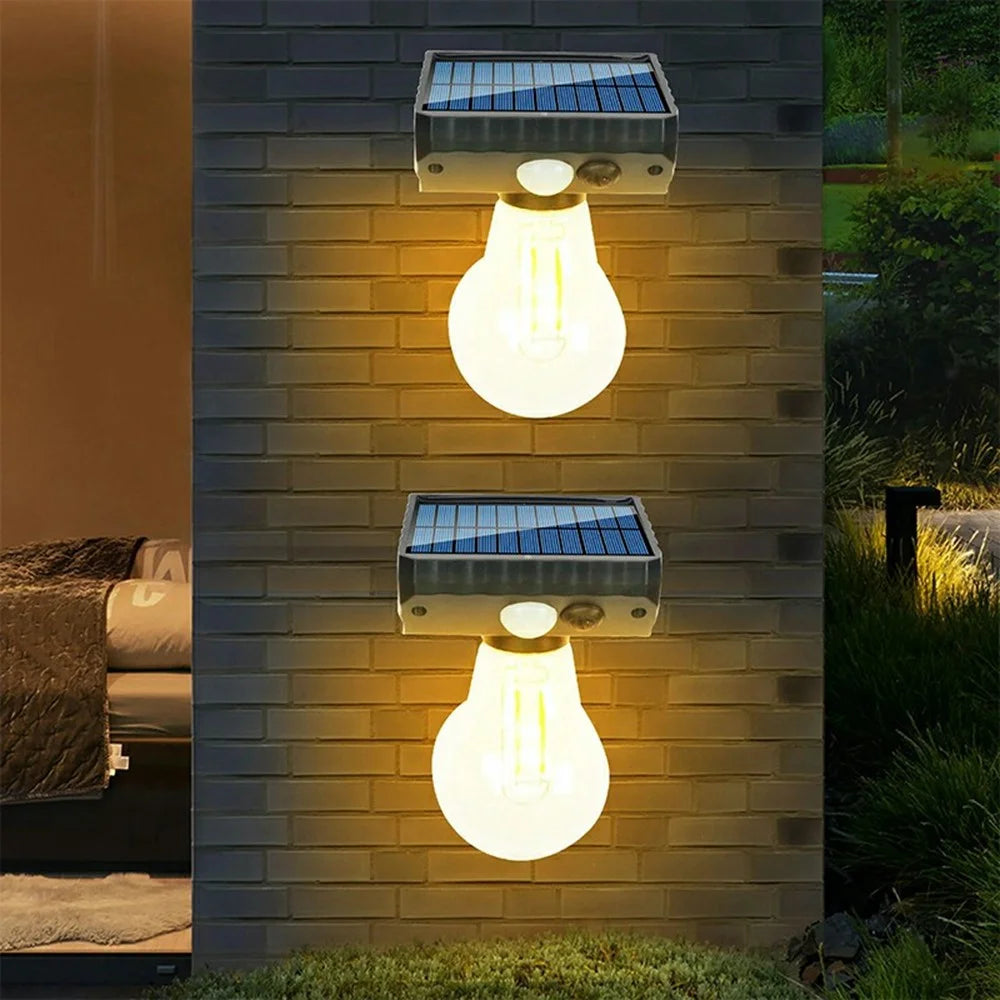 Single Solar Tungsten Filament Bulb Light Outdoor Motion Sensor Wall Light Solar Powered LED Lamp - 5