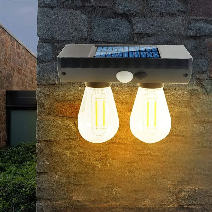 Dual Solar Tungsten Filament Bulb Light Outdoor Motion Sensor Wall Light Solar Powered LED Lamp - 3