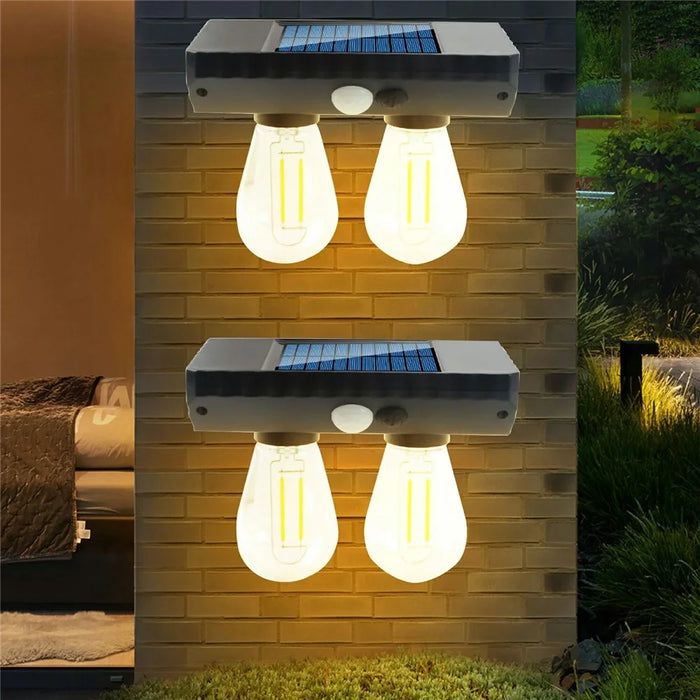 Dual Solar Tungsten Filament Bulb Light Outdoor Motion Sensor Wall Light Solar Powered LED Lamp - 5